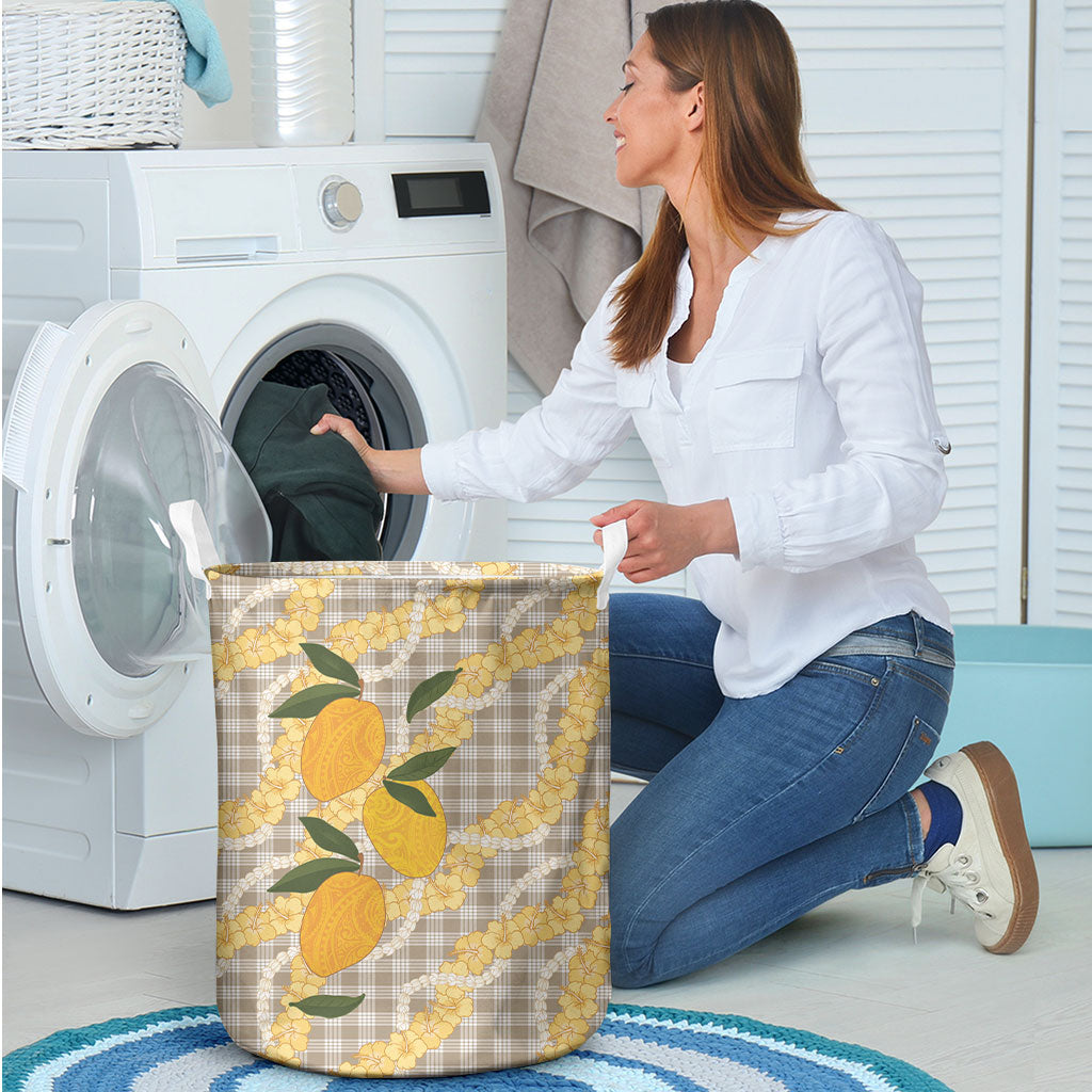 Maku'e Hawaiian Mango Palaka Laundry Basket Aloha Hibiscus Pikake Lei LT9 - Polynesian Pride