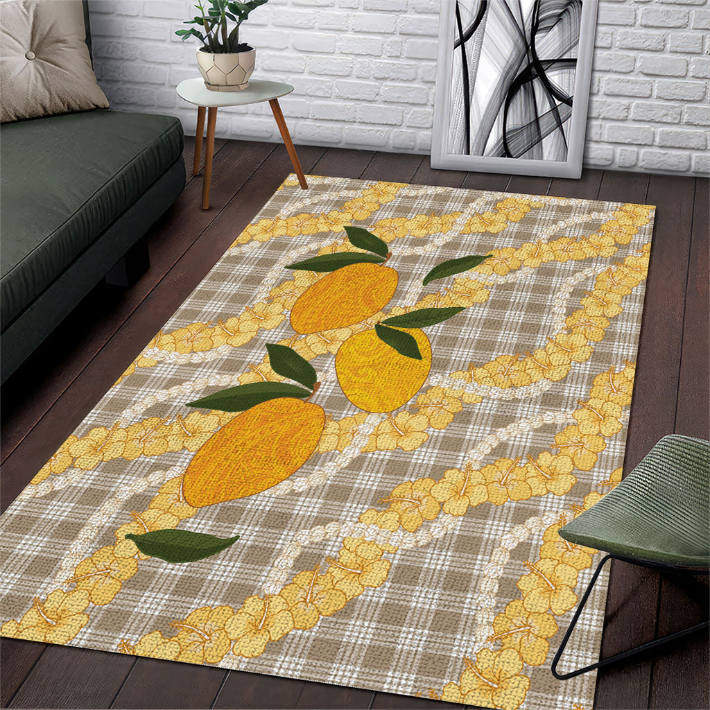 Maku'e Hawaiian Mango Palaka Area Rug Aloha Hibiscus Pikake Lei LT9 Brown - Polynesian Pride