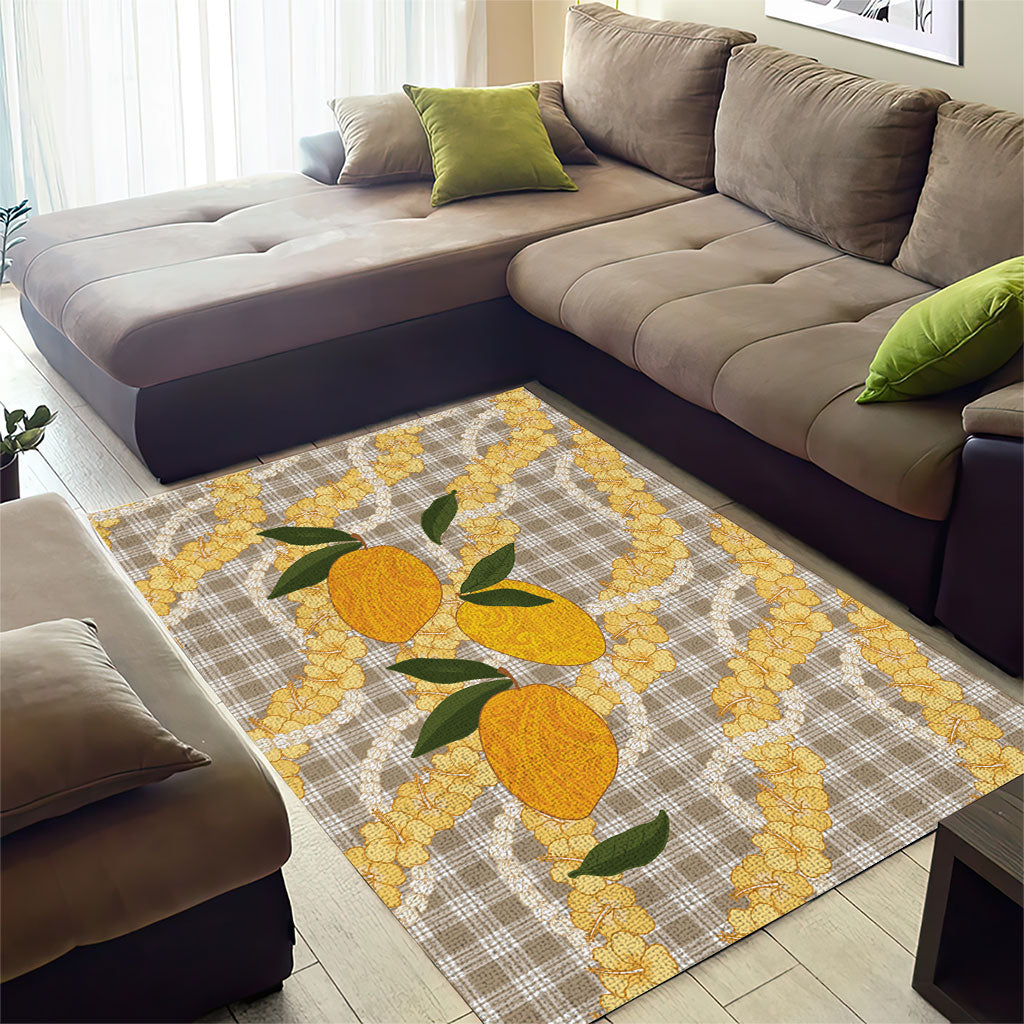 Maku'e Hawaiian Mango Palaka Area Rug Aloha Hibiscus Pikake Lei LT9 - Polynesian Pride
