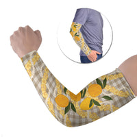 Maku'e Hawaiian Mango Palaka Arm Sleeves Aloha Hibiscus Pikake Lei LT9 Set of 2 Brown - Polynesian Pride