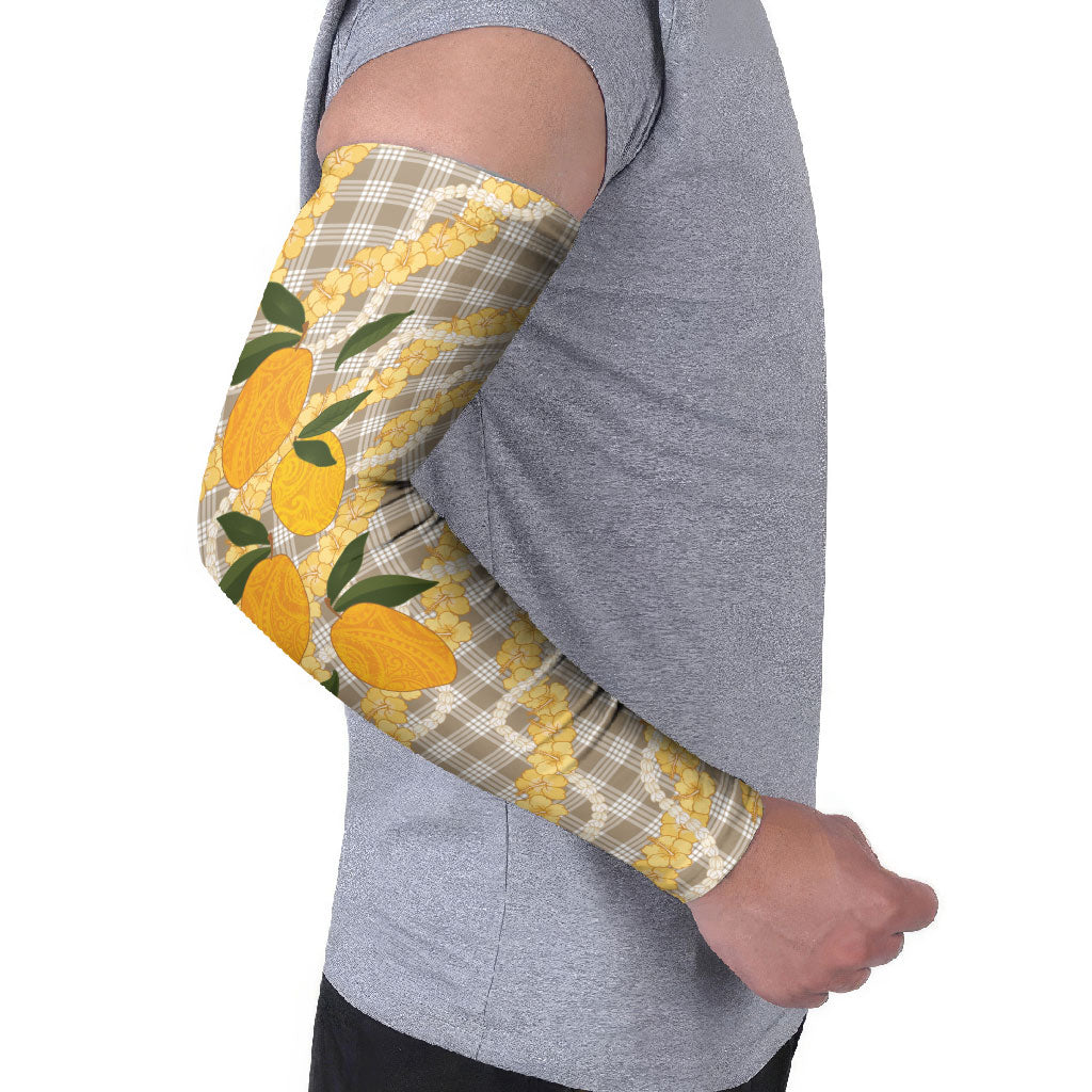Maku'e Hawaiian Mango Palaka Arm Sleeves Aloha Hibiscus Pikake Lei LT9 - Polynesian Pride