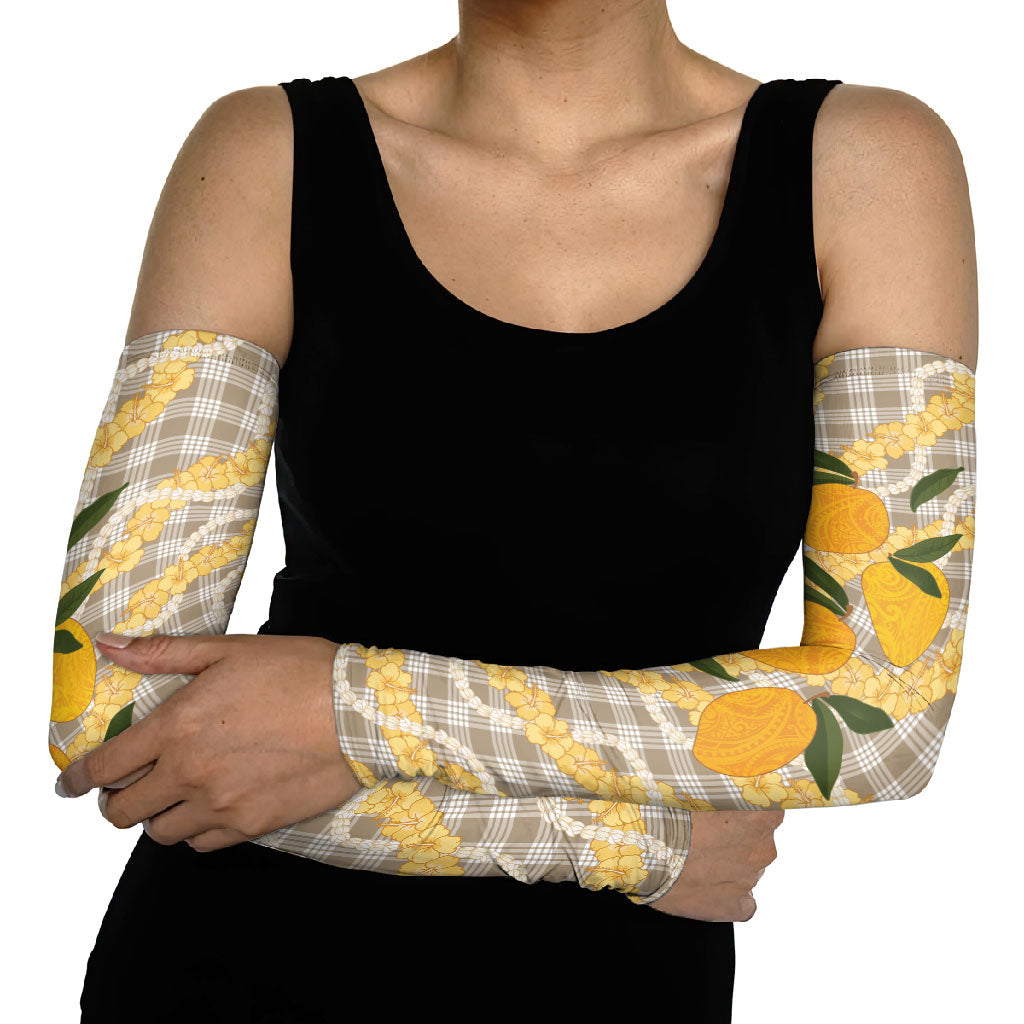 Maku'e Hawaiian Mango Palaka Arm Sleeves Aloha Hibiscus Pikake Lei LT9 - Polynesian Pride