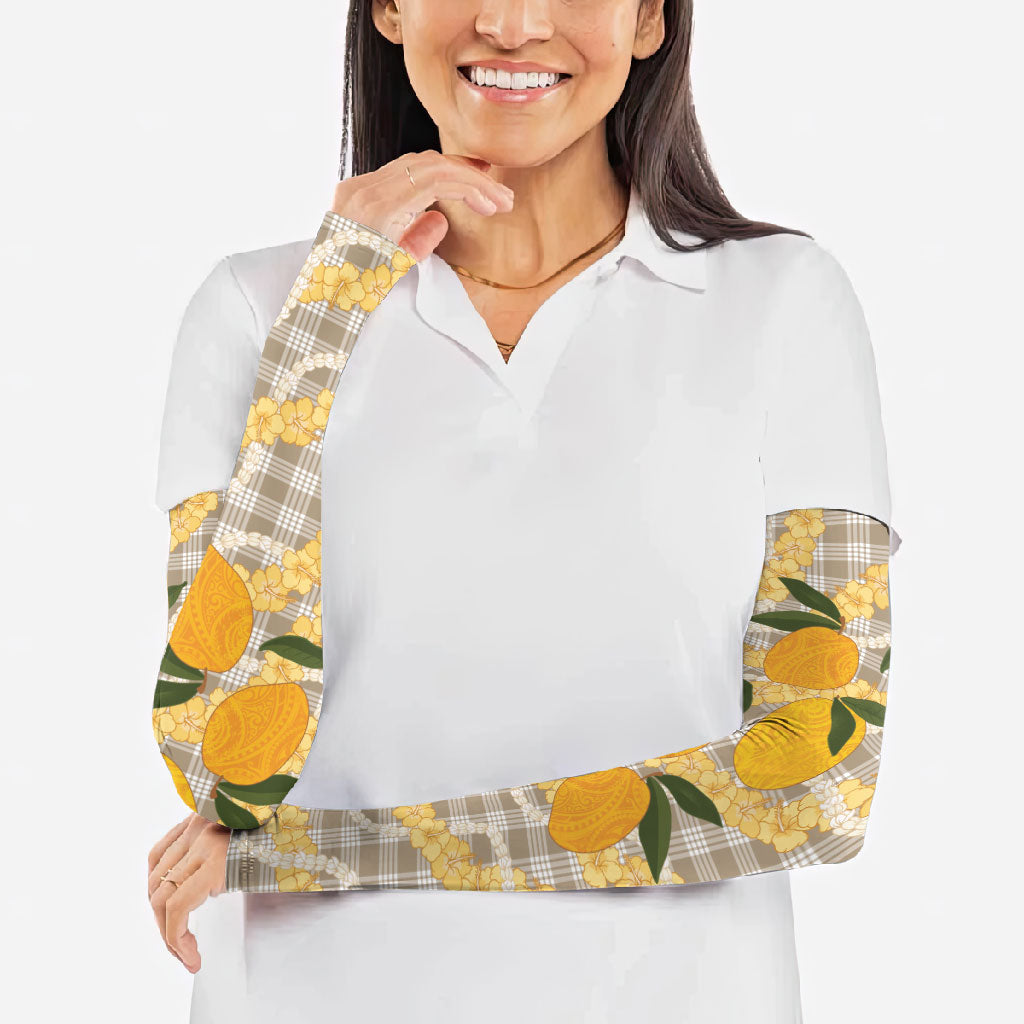 Maku'e Hawaiian Mango Palaka Arm Sleeves Aloha Hibiscus Pikake Lei LT9 - Polynesian Pride