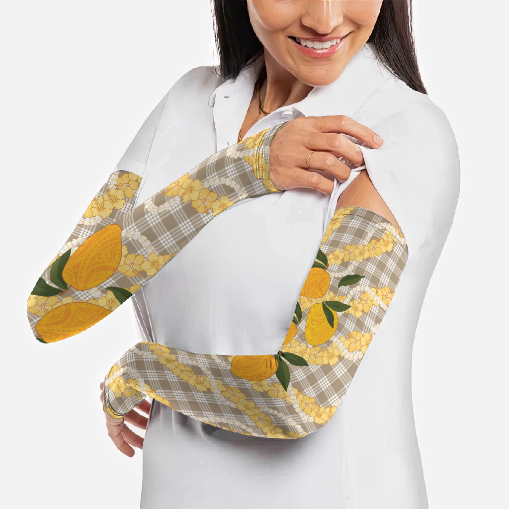 Maku'e Hawaiian Mango Palaka Arm Sleeves Aloha Hibiscus Pikake Lei LT9 - Polynesian Pride