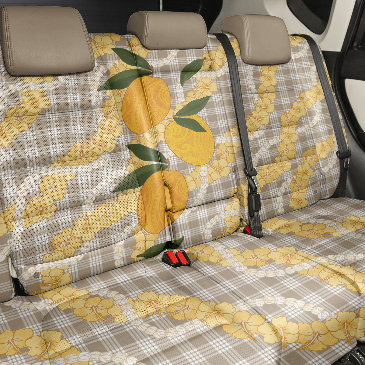Maku'e Hawaiian Mango Palaka Back Car Seat Cover Aloha Hibiscus Pikake Lei LT9 - Polynesian Pride