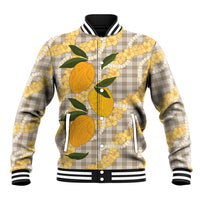 Maku'e Hawaiian Mango Palaka Baseball Jacket Aloha Hibiscus Pikake Lei LT9 Unisex Brown - Polynesian Pride