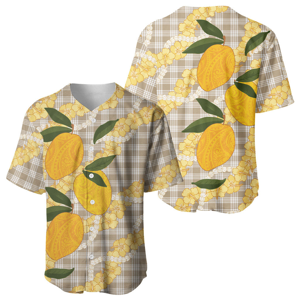 Maku'e Hawaiian Mango Palaka Baseball Jersey Aloha Hibiscus Pikake Lei LT9 - Polynesian Pride