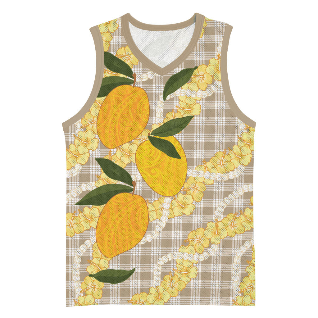 Maku'e Hawaiian Mango Palaka Basketball Jersey Aloha Hibiscus Pikake Lei LT9 Unisex Brown - Polynesian Pride