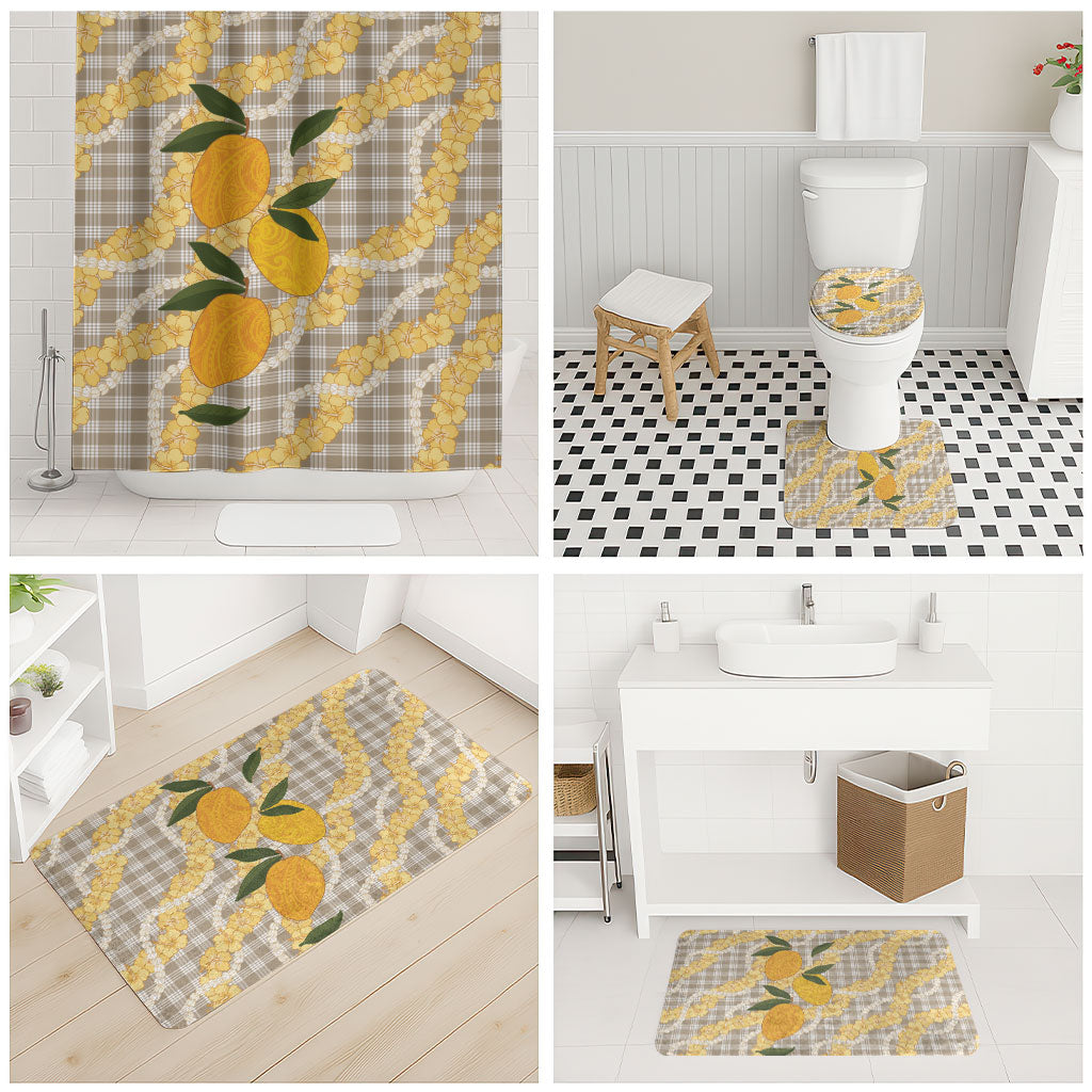 Maku'e Hawaiian Mango Palaka Bathroom Set Aloha Hibiscus Pikake Lei LT9 - Polynesian Pride