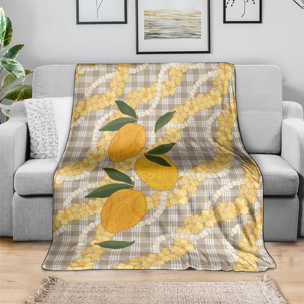 Maku'e Hawaiian Mango Palaka Blanket Aloha Hibiscus Pikake Lei LT9 - Polynesian Pride