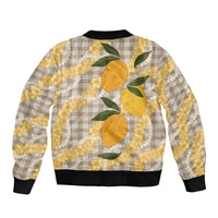 Maku'e Hawaiian Mango Palaka Bomber Jacket Aloha Hibiscus Pikake Lei LT9 - Polynesian Pride