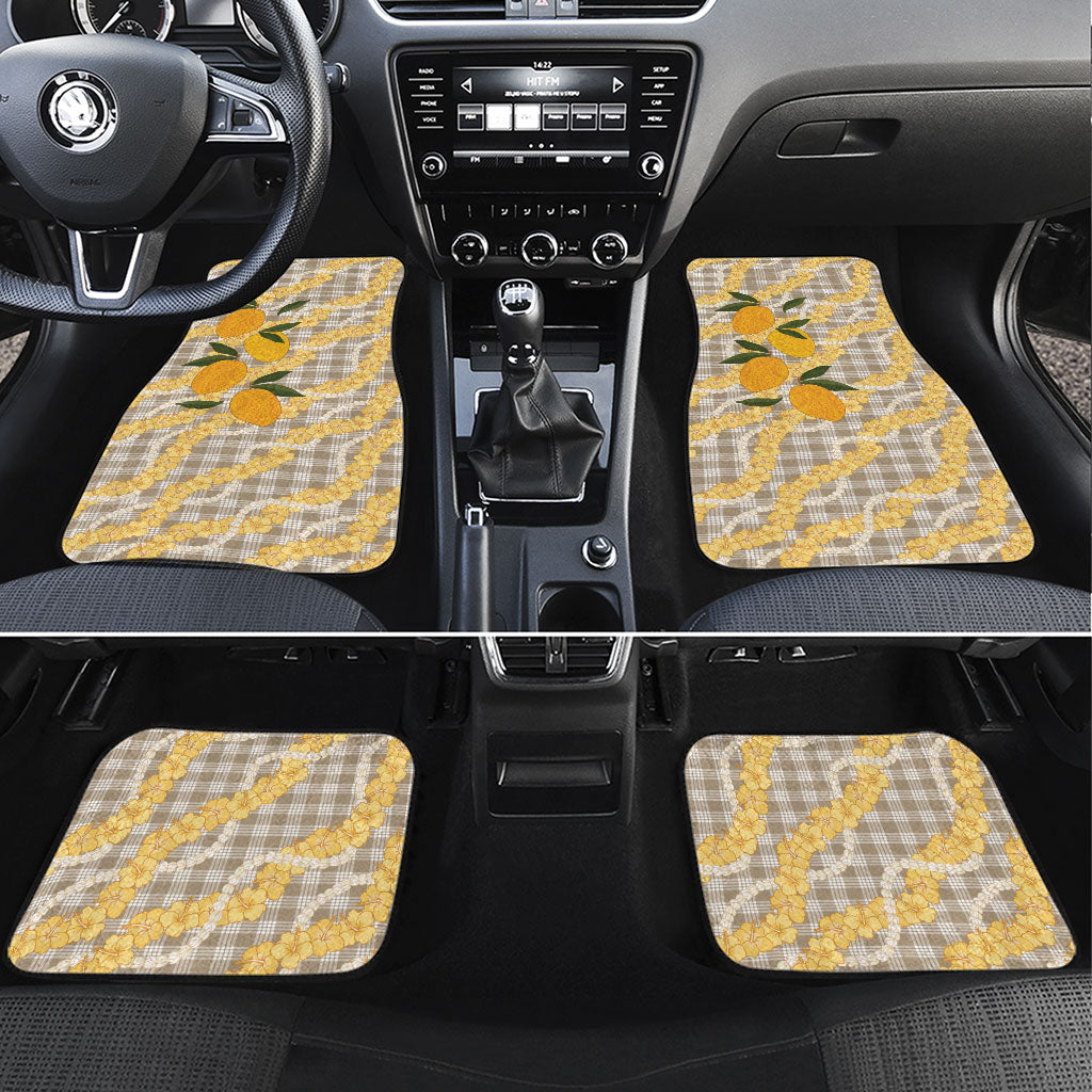 Maku'e Hawaiian Mango Palaka Car Mats Aloha Hibiscus Pikake Lei LT9 Set 4pcs Brown - Polynesian Pride