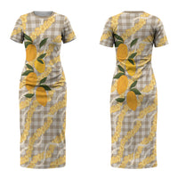 Maku'e Hawaiian Mango Palaka Couples Matching Short Sleeve Bodycon Dress and Long Sleeve Button Shirt Aloha Hibiscus Pikake Lei LT9 - Polynesian Pride