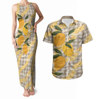 Maku'e Hawaiian Mango Palaka Couples Matching Tank Maxi Dress and Hawaiian Shirt Aloha Hibiscus Pikake Lei LT9 Brown - Polynesian Pride