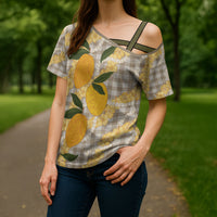 Maku'e Hawaiian Mango Palaka Cross Shoulder Shirt Aloha Hibiscus Pikake Lei LT9 - Polynesian Pride