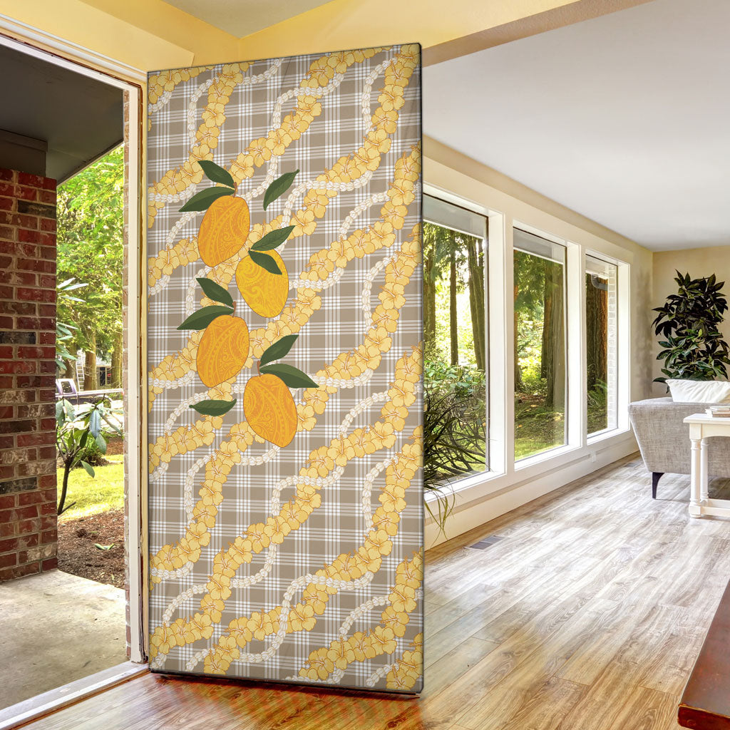 Maku'e Hawaiian Mango Palaka Door Cover Aloha Hibiscus Pikake Lei LT9 - Polynesian Pride