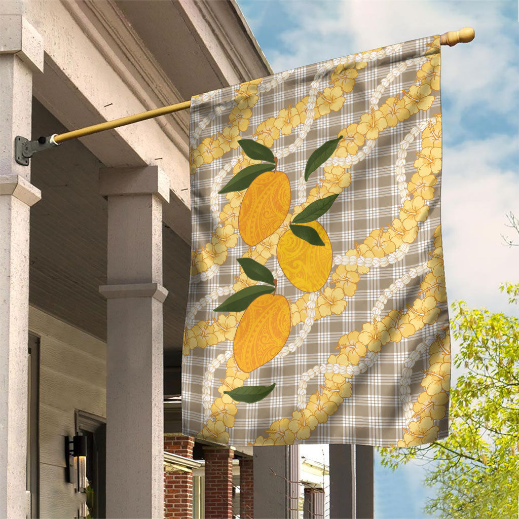 Maku'e Hawaiian Mango Palaka Garden Flag Aloha Hibiscus Pikake Lei LT9 House Flag Brown - Polynesian Pride
