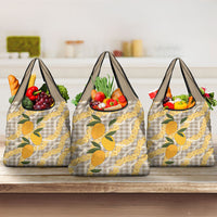 Maku'e Hawaiian Mango Palaka Grocery Bag Aloha Hibiscus Pikake Lei LT9 3-pack One Size Brown - Polynesian Pride