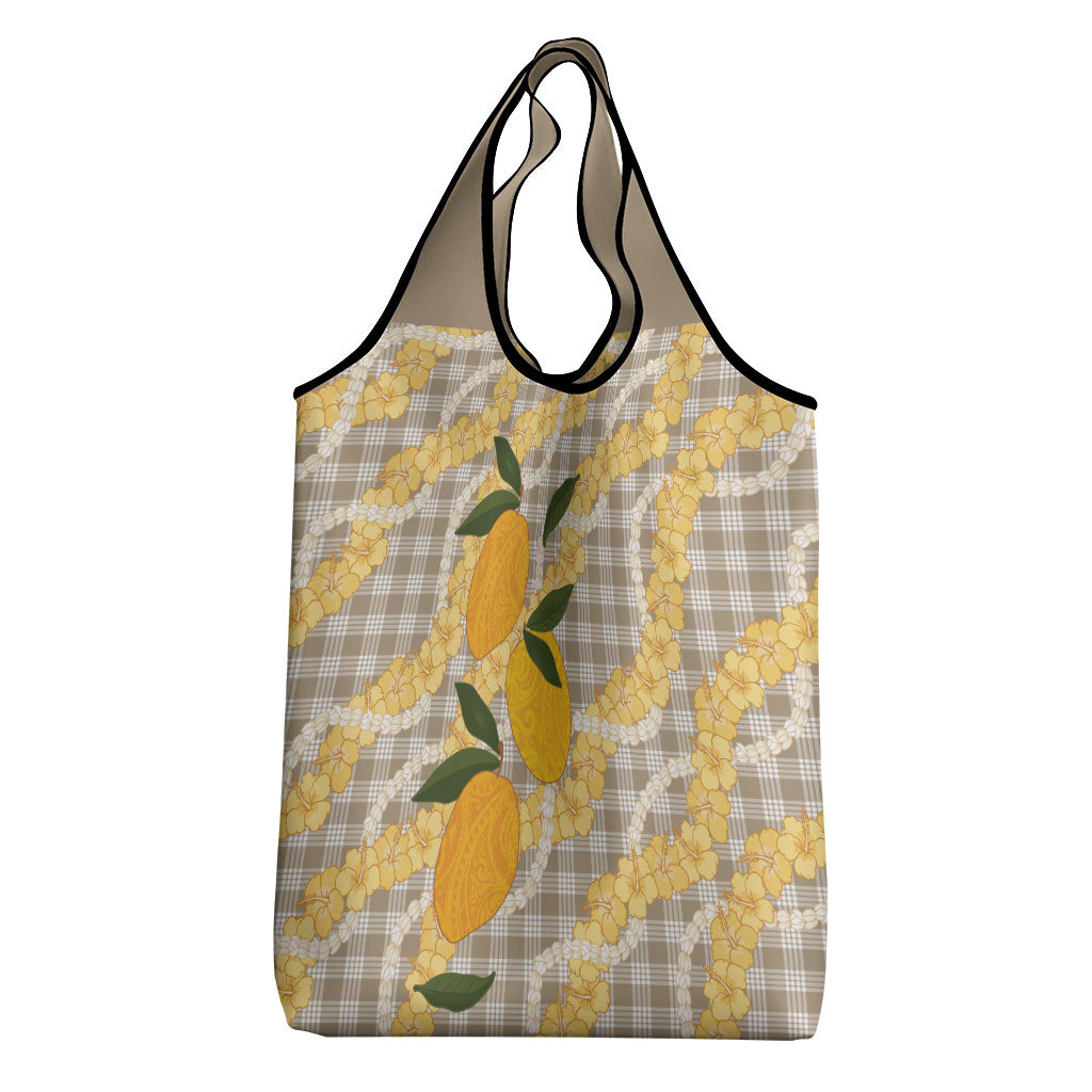 Maku'e Hawaiian Mango Palaka Grocery Bag Aloha Hibiscus Pikake Lei LT9 - Polynesian Pride