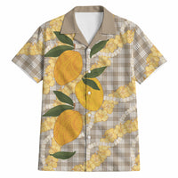 Maku'e Hawaiian Mango Palaka Hawaiian Shirt Aloha Hibiscus Pikake Lei LT9 Brown - Polynesian Pride