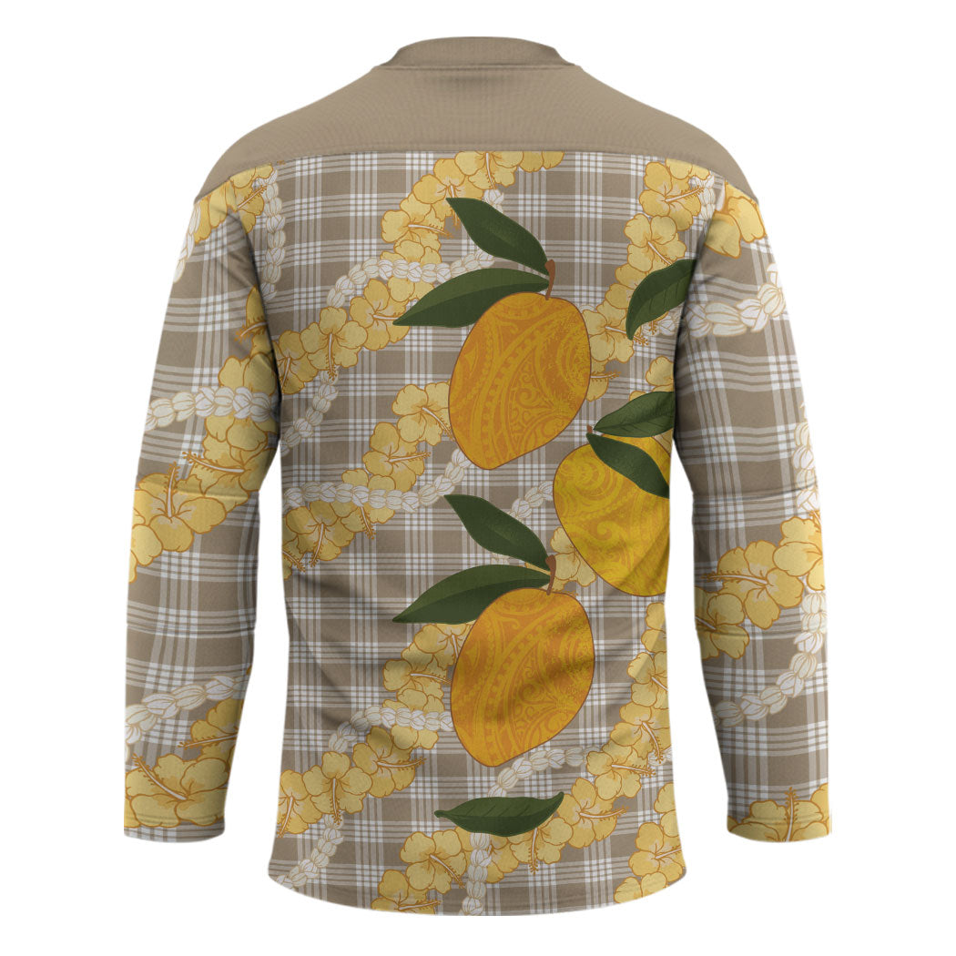 Maku'e Hawaiian Mango Palaka Hockey Jersey Aloha Hibiscus Pikake Lei LT9 - Polynesian Pride