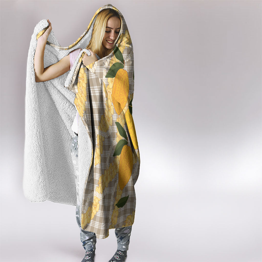 Maku'e Hawaiian Mango Palaka Hooded Blanket Aloha Hibiscus Pikake Lei LT9 - Polynesian Pride