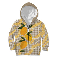 Maku'e Hawaiian Mango Palaka Kid Hoodie Aloha Hibiscus Pikake Lei LT9 Zip Hoodie Brown - Polynesian Pride