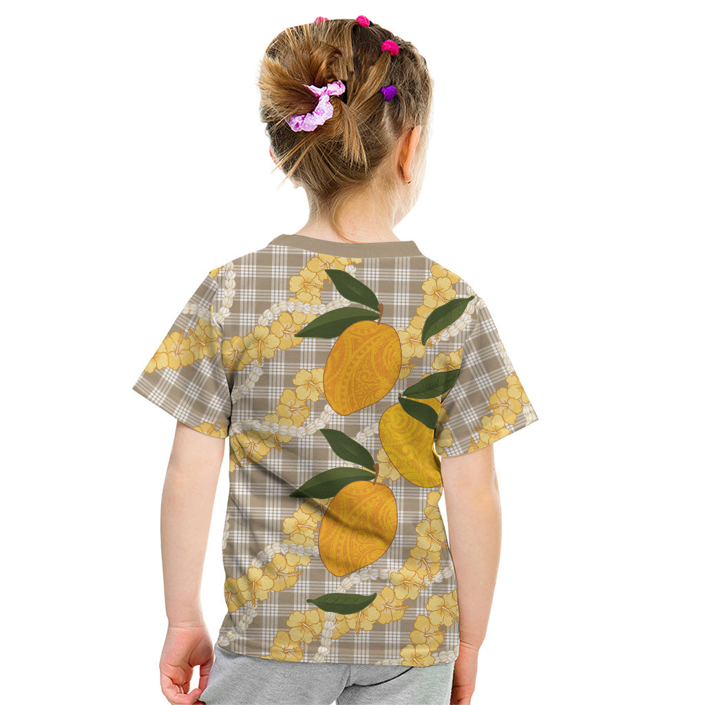 Maku'e Hawaiian Mango Palaka Kid T Shirt Aloha Hibiscus Pikake Lei LT9 - Polynesian Pride