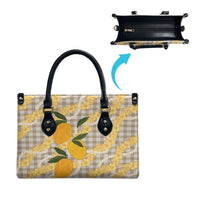 Maku'e Hawaiian Mango Palaka Leather Bag Aloha Hibiscus Pikake Lei LT9 - Polynesian Pride