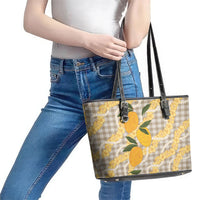 Maku'e Hawaiian Mango Palaka Leather Tote Bag Aloha Hibiscus Pikake Lei LT9 - Polynesian Pride