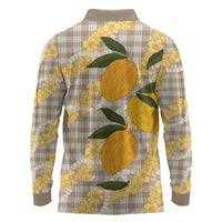Maku'e Hawaiian Mango Palaka Long Sleeve Polo Shirt Aloha Hibiscus Pikake Lei LT9 - Polynesian Pride