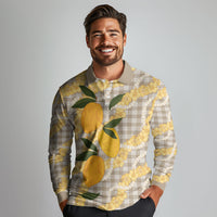 Maku'e Hawaiian Mango Palaka Long Sleeve Polo Shirt Aloha Hibiscus Pikake Lei LT9 - Polynesian Pride