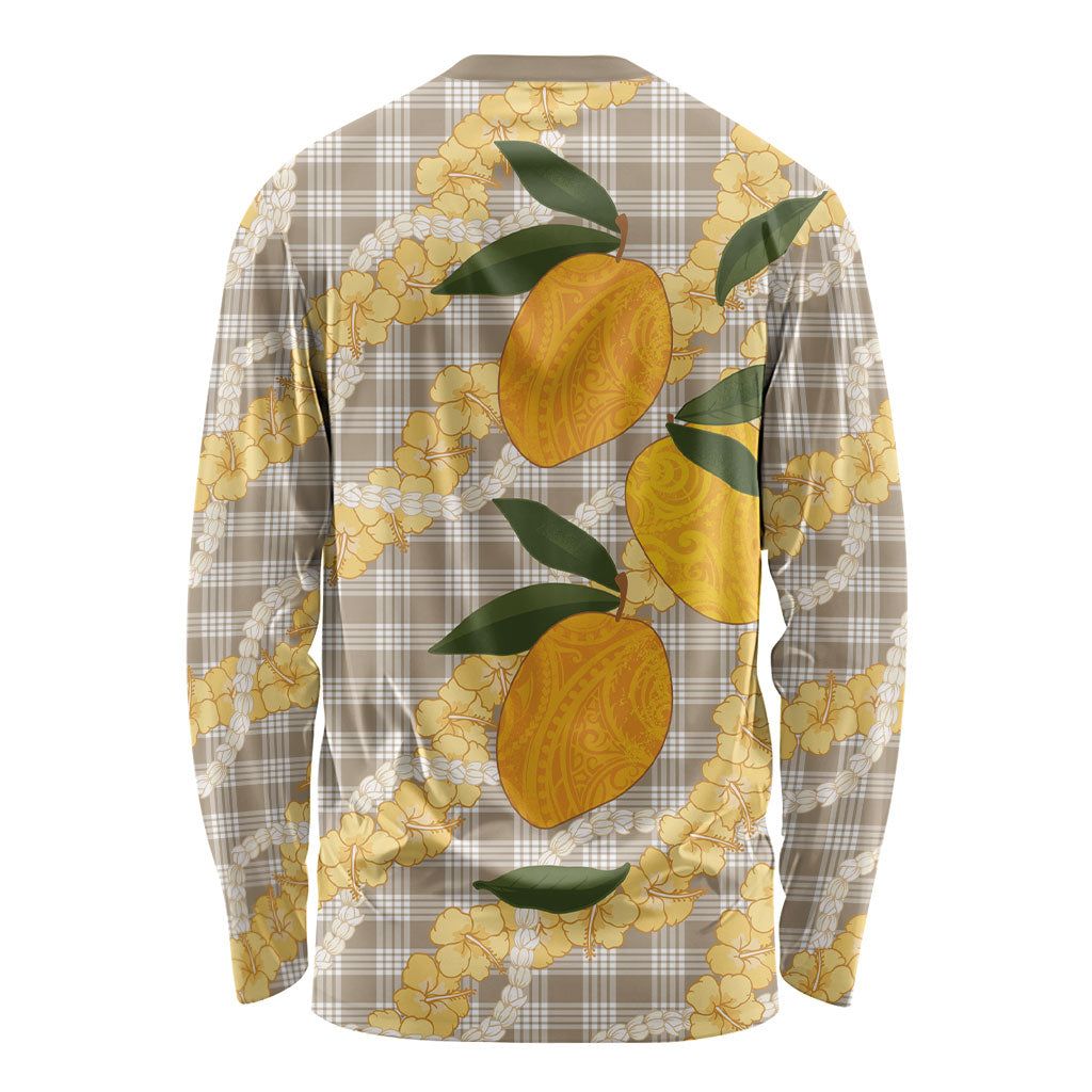 Maku'e Hawaiian Mango Palaka Long Sleeve Shirt Aloha Hibiscus Pikake Lei LT9 - Polynesian Pride