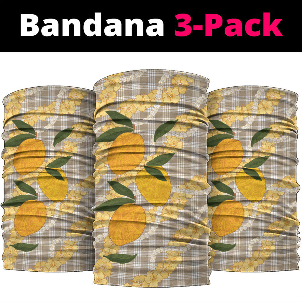 Maku'e Hawaiian Mango Palaka Neck Gaiter Aloha Hibiscus Pikake Lei LT9 package One Size: 25*50cm Brown - Polynesian Pride