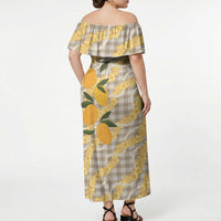 Maku'e Hawaiian Mango Palaka Off Shoulder Maxi Dress Aloha Hibiscus Pikake Lei LT9 - Polynesian Pride
