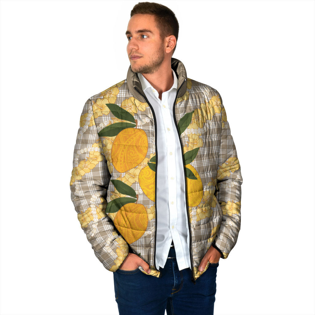 Maku'e Hawaiian Mango Palaka Padded Jacket Aloha Hibiscus Pikake Lei LT9 - Polynesian Pride