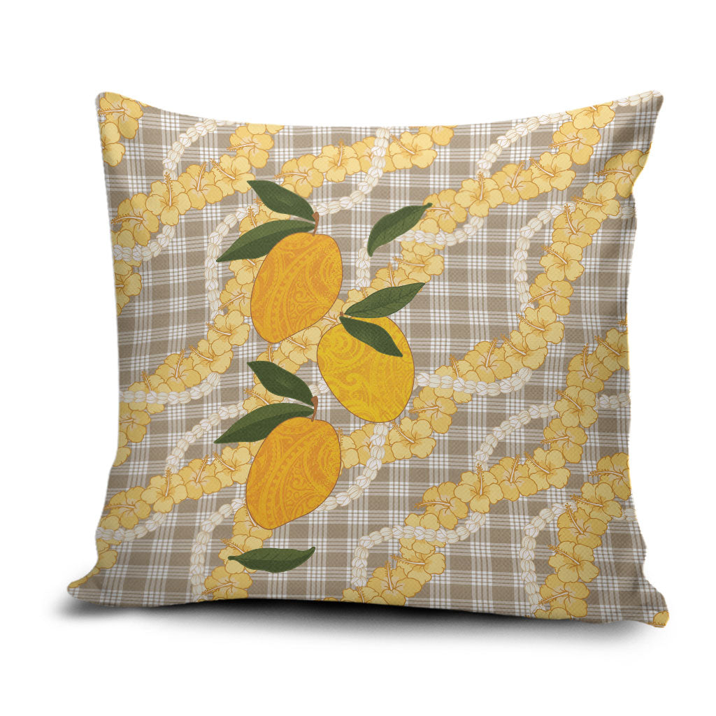 Maku'e Hawaiian Mango Palaka Pillow Cover Aloha Hibiscus Pikake Lei LT9 Brown - Polynesian Pride