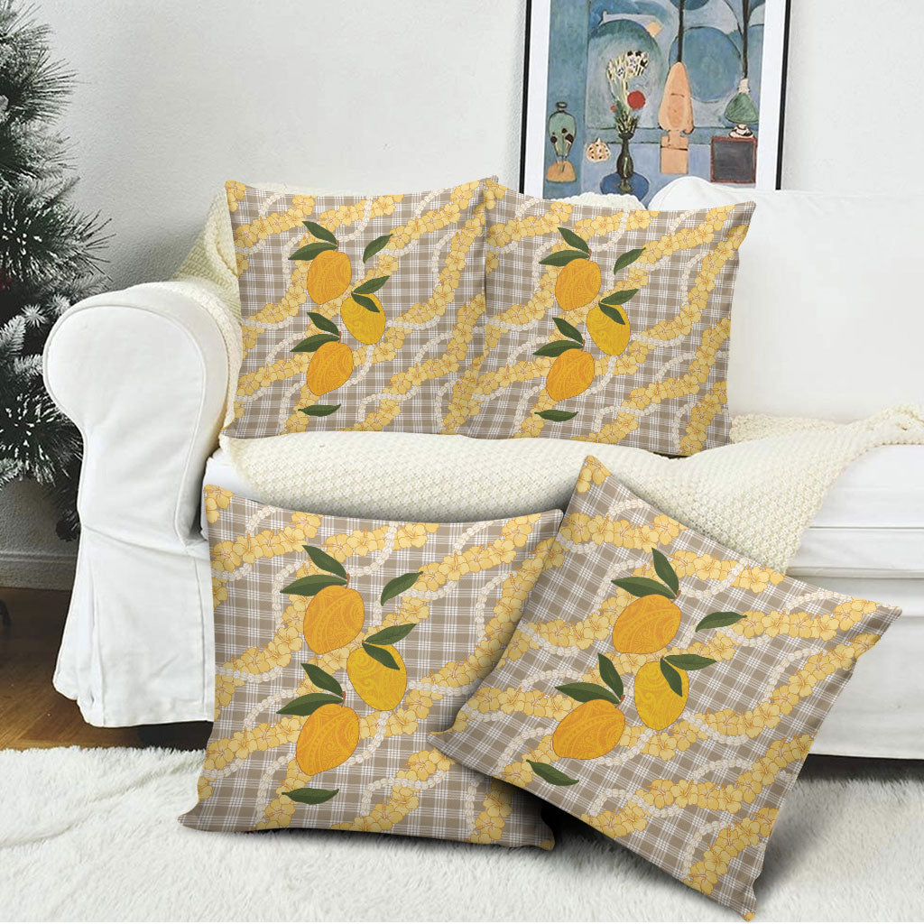 Maku'e Hawaiian Mango Palaka Pillow Cover Aloha Hibiscus Pikake Lei LT9 - Polynesian Pride