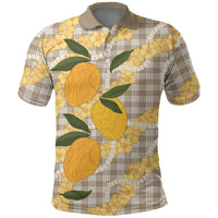 Maku'e Hawaiian Mango Palaka Polo Shirt Aloha Hibiscus Pikake Lei LT9 Brown - Polynesian Pride
