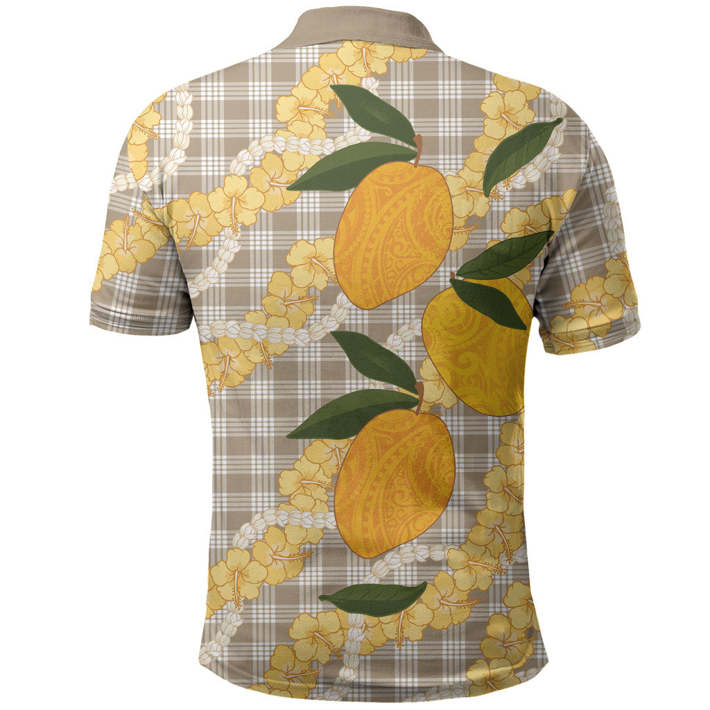 Maku'e Hawaiian Mango Palaka Polo Shirt Aloha Hibiscus Pikake Lei LT9 - Polynesian Pride