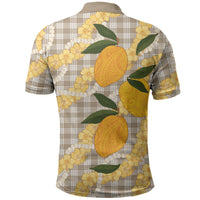 Maku'e Hawaiian Mango Palaka Polo Shirt Aloha Hibiscus Pikake Lei LT9 - Polynesian Pride