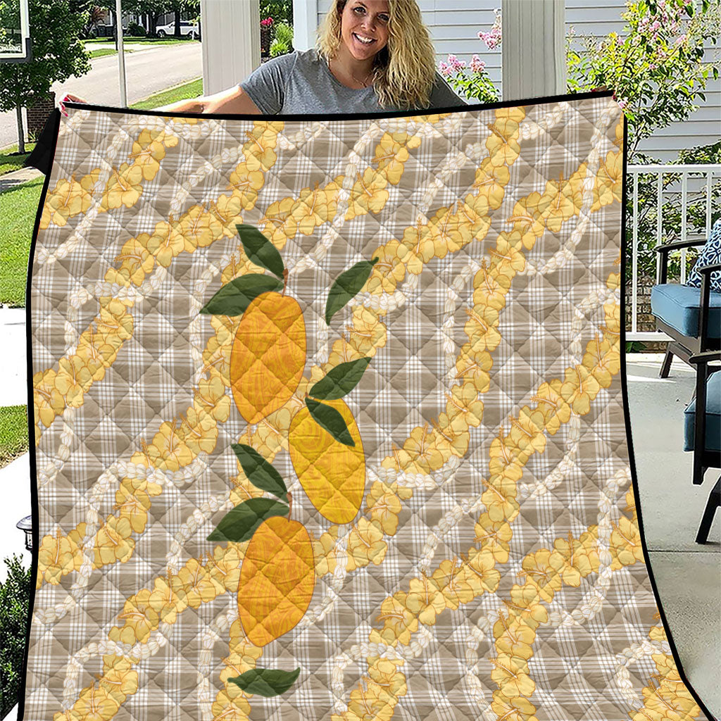 Maku'e Hawaiian Mango Palaka Quilt Aloha Hibiscus Pikake Lei LT9 Brown - Polynesian Pride