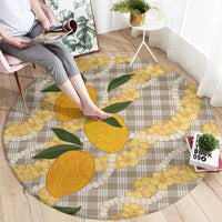 Maku'e Hawaiian Mango Palaka Round Carpet Aloha Hibiscus Pikake Lei LT9 - Polynesian Pride