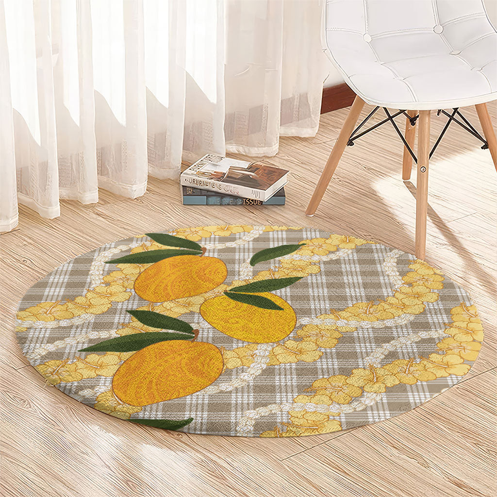 Maku'e Hawaiian Mango Palaka Round Carpet Aloha Hibiscus Pikake Lei LT9 - Polynesian Pride