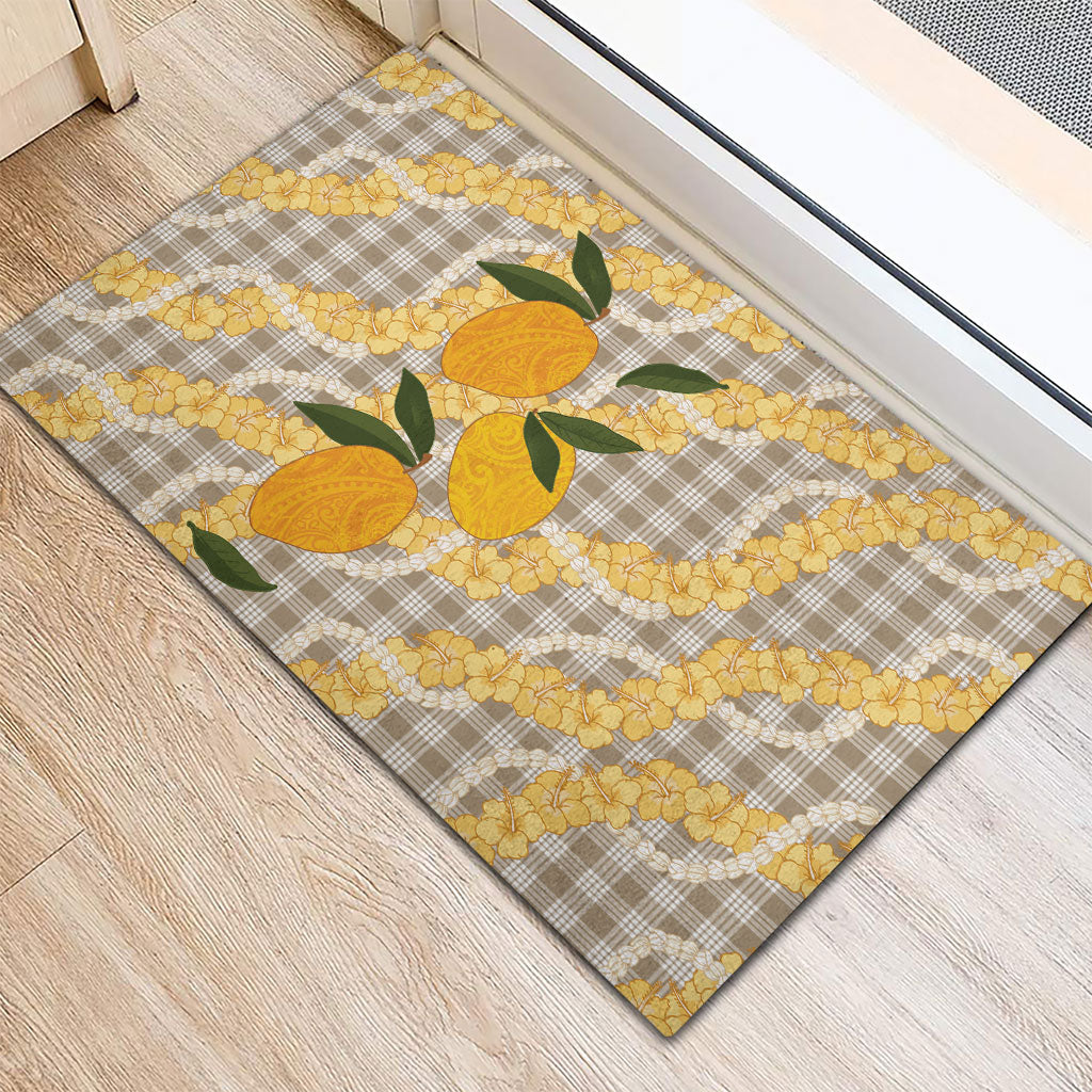 Maku'e Hawaiian Mango Palaka Rubber Doormat Aloha Hibiscus Pikake Lei LT9 - Polynesian Pride