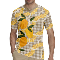 Maku'e Hawaiian Mango Palaka Rugby Jersey Aloha Hibiscus Pikake Lei LT9 - Polynesian Pride