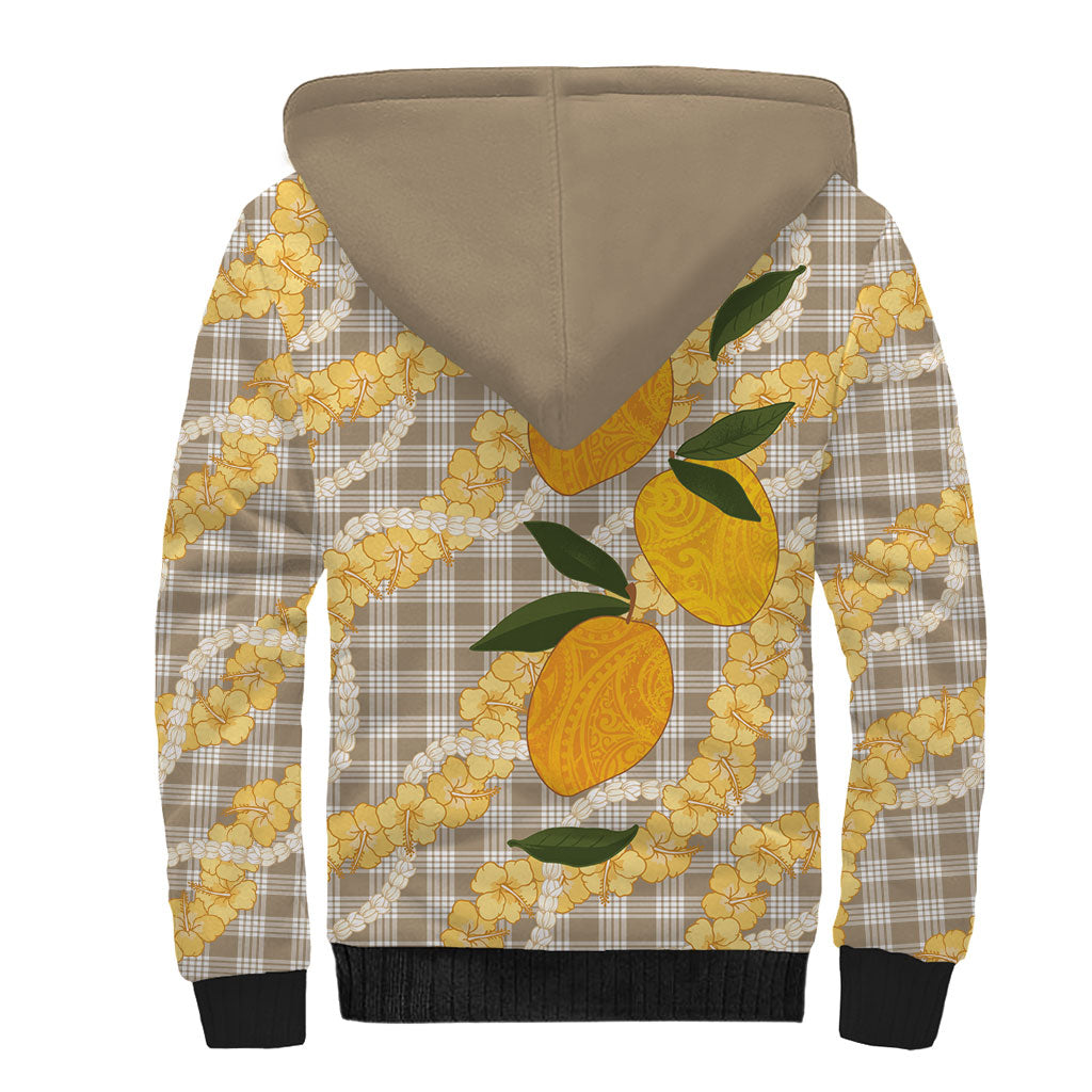 Maku'e Hawaiian Mango Palaka Sherpa Hoodie Aloha Hibiscus Pikake Lei LT9 - Polynesian Pride