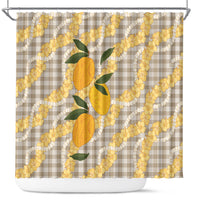 Maku'e Hawaiian Mango Palaka Shower Curtain Aloha Hibiscus Pikake Lei LT9 Brown - Polynesian Pride