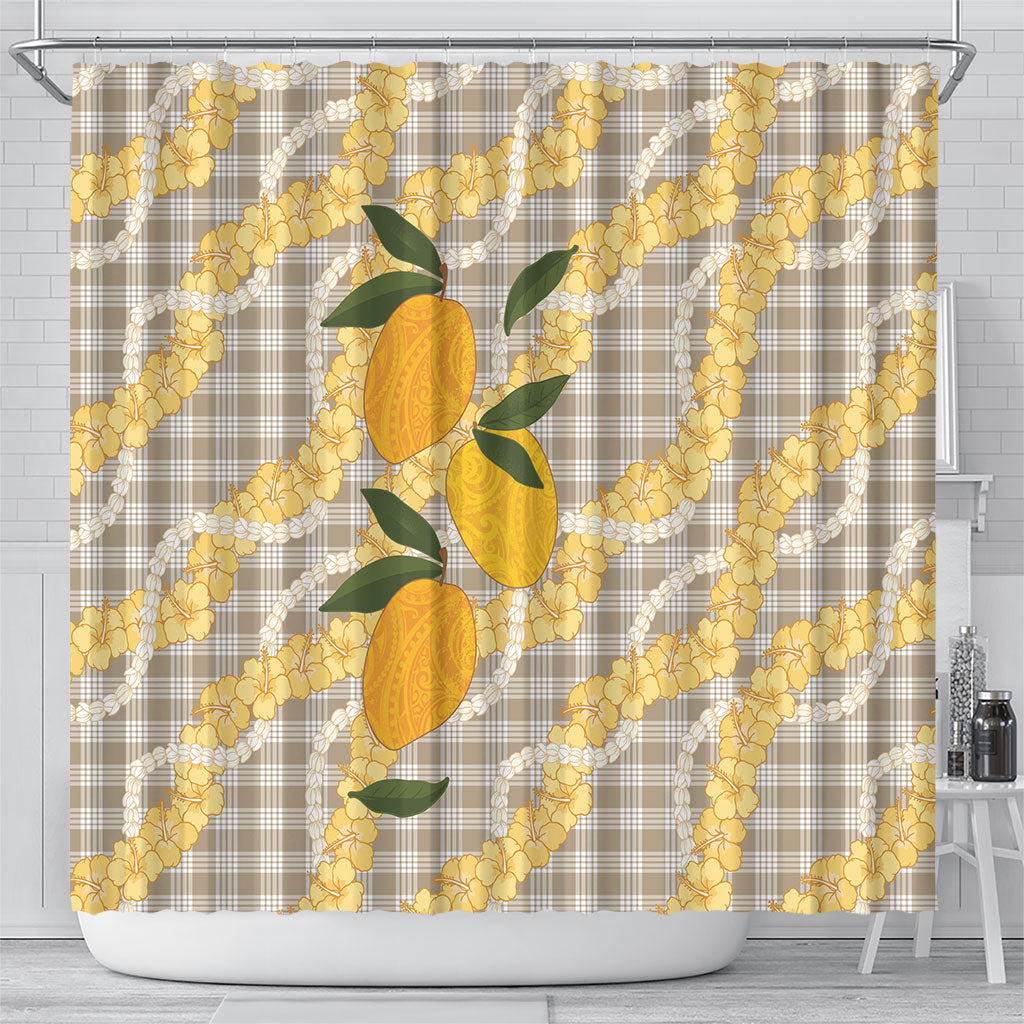 Maku'e Hawaiian Mango Palaka Shower Curtain Aloha Hibiscus Pikake Lei LT9 - Polynesian Pride
