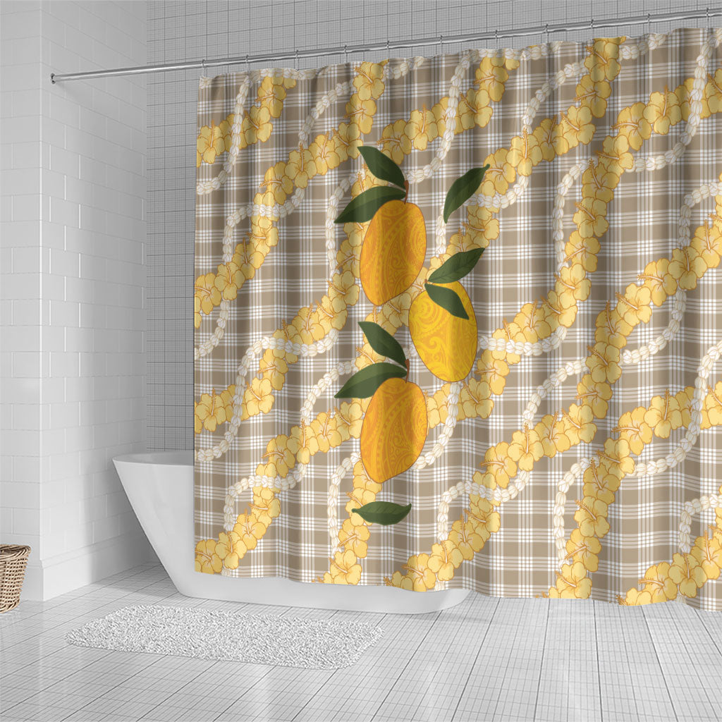 Maku'e Hawaiian Mango Palaka Shower Curtain Aloha Hibiscus Pikake Lei LT9 - Polynesian Pride
